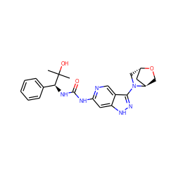 CC(C)(O)[C@@H](NC(=O)Nc1cc2[nH]nc(N3C[C@H]4C[C@H]3CO4)c2cn1)c1ccccc1 ZINC001772656925