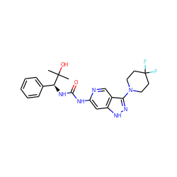 CC(C)(O)[C@@H](NC(=O)Nc1cc2[nH]nc(N3CCC(F)(F)CC3)c2cn1)c1ccccc1 ZINC001772638959