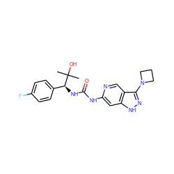 CC(C)(O)[C@@H](NC(=O)Nc1cc2[nH]nc(N3CCC3)c2cn1)c1ccc(F)cc1 ZINC000210810209