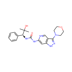 CC(C)(O)[C@@H](NC(=O)Nc1cc2[nH]nc(N3CCOCC3)c2cn1)c1ccccc1 ZINC001772611160