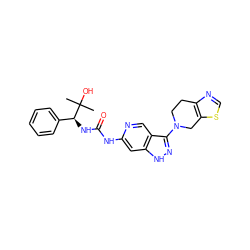 CC(C)(O)[C@@H](NC(=O)Nc1cc2[nH]nc(N3CCc4ncsc4C3)c2cn1)c1ccccc1 ZINC001772585814