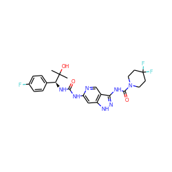 CC(C)(O)[C@@H](NC(=O)Nc1cc2[nH]nc(NC(=O)N3CCC(F)(F)CC3)c2cn1)c1ccc(F)cc1 ZINC001772603350