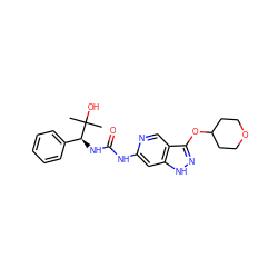 CC(C)(O)[C@@H](NC(=O)Nc1cc2[nH]nc(OC3CCOCC3)c2cn1)c1ccccc1 ZINC001772617017