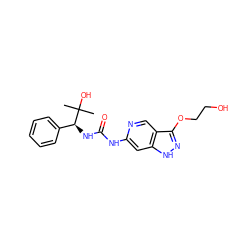 CC(C)(O)[C@@H](NC(=O)Nc1cc2[nH]nc(OCCO)c2cn1)c1ccccc1 ZINC001772577744