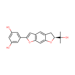 CC(C)(O)[C@@H]1Cc2cc3cc(-c4cc(O)cc(O)c4)oc3cc2O1 ZINC000014610077