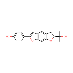 CC(C)(O)[C@@H]1Cc2cc3cc(-c4ccc(O)cc4)oc3cc2O1 ZINC000072175927