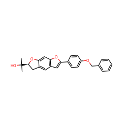 CC(C)(O)[C@@H]1Cc2cc3cc(-c4ccc(OCc5ccccc5)cc4)oc3cc2O1 ZINC000072176853