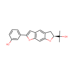 CC(C)(O)[C@@H]1Cc2cc3cc(-c4cccc(O)c4)oc3cc2O1 ZINC000072175925