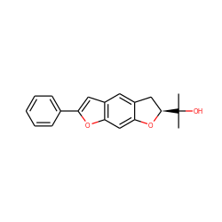 CC(C)(O)[C@@H]1Cc2cc3cc(-c4ccccc4)oc3cc2O1 ZINC000072176431