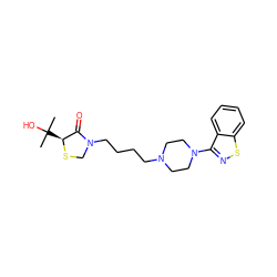 CC(C)(O)[C@@H]1SCN(CCCCN2CCN(c3nsc4ccccc34)CC2)C1=O ZINC000013759392