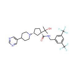 CC(C)(O)[C@]1(C(=O)NCc2cc(C(F)(F)F)cc(C(F)(F)F)c2)CC[C@@H](N2CCC(c3cncnc3)CC2)C1 ZINC000029041146