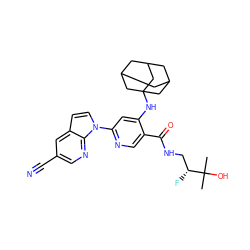 CC(C)(O)[C@H](F)CNC(=O)c1cnc(-n2ccc3cc(C#N)cnc32)cc1NC12CC3CC(CC(C3)C1)C2 ZINC001772622648