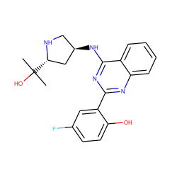 CC(C)(O)[C@H]1C[C@H](Nc2nc(-c3cc(F)ccc3O)nc3ccccc23)CN1 ZINC000059288678