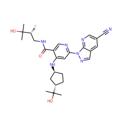 CC(C)(O)[C@H]1CC[C@H](Nc2cc(-n3ncc4cc(C#N)cnc43)ncc2C(=O)NC[C@@H](F)C(C)(C)O)C1 ZINC001772642252