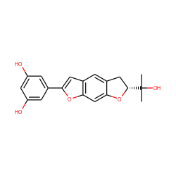 CC(C)(O)[C@H]1Cc2cc3cc(-c4cc(O)cc(O)c4)oc3cc2O1 ZINC000014610079