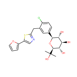 CC(C)(O)[C@H]1O[C@@H](c2ccc(Cl)c(Cc3ncc(-c4ccco4)s3)c2)[C@H](O)[C@@H](O)[C@@H]1O ZINC000066252612