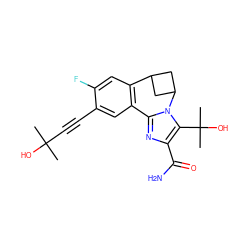 CC(C)(O)C#Cc1cc2c(cc1F)C1CC(C1)n1c-2nc(C(N)=O)c1C(C)(C)O ZINC000219519950