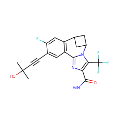 CC(C)(O)C#Cc1cc2c(cc1F)C1CC(C1)n1c-2nc(C(N)=O)c1C(F)(F)F ZINC000219451053