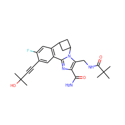 CC(C)(O)C#Cc1cc2c(cc1F)C1CC(C1)n1c-2nc(C(N)=O)c1CNC(=O)C(C)(C)C ZINC000219462699