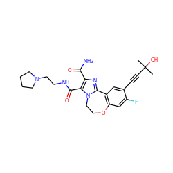 CC(C)(O)C#Cc1cc2c(cc1F)OCCn1c-2nc(C(N)=O)c1C(=O)NCCN1CCCC1 ZINC000205800307