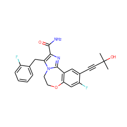 CC(C)(O)C#Cc1cc2c(cc1F)OCCn1c-2nc(C(N)=O)c1Cc1ccccc1F ZINC000205787857