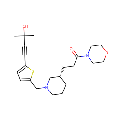 CC(C)(O)C#Cc1ccc(CN2CCC[C@@H](CCC(=O)N3CCOCC3)C2)s1 ZINC000012709094