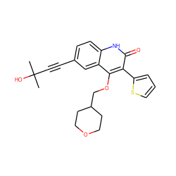 CC(C)(O)C#Cc1ccc2[nH]c(=O)c(-c3cccs3)c(OCC3CCOCC3)c2c1 ZINC000114917152