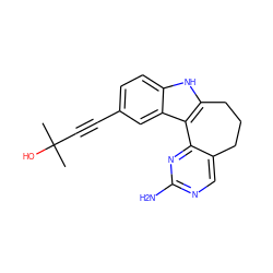 CC(C)(O)C#Cc1ccc2[nH]c3c(c2c1)-c1nc(N)ncc1CCC3 ZINC000095589024