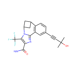 CC(C)(O)C#Cc1ccc2c(c1)-c1nc(C(N)=O)c(C(F)(F)F)n1C1CC2C1 ZINC000205812412