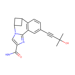 CC(C)(O)C#Cc1ccc2c(c1)-c1nc(C(N)=O)cn1C1CC2C1 ZINC000219510986