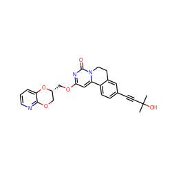 CC(C)(O)C#Cc1ccc2c(c1)CCn1c-2cc(OC[C@@H]2COc3ncccc3O2)nc1=O ZINC000220177030