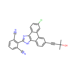 CC(C)(O)C#Cc1ccc2c(c1)c1cc(Cl)ccc1c1nc(-c3c(C#N)cccc3C#N)[nH]c21 ZINC000040938059