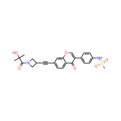 CC(C)(O)C(=O)N1CC(C#Cc2ccc3c(=O)c(-c4ccc(NS(C)(=O)=O)cc4)coc3c2)C1 ZINC000169700861