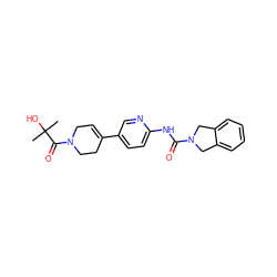 CC(C)(O)C(=O)N1CC=C(c2ccc(NC(=O)N3Cc4ccccc4C3)nc2)CC1 ZINC000167108360