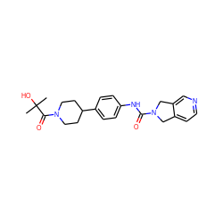 CC(C)(O)C(=O)N1CCC(c2ccc(NC(=O)N3Cc4ccncc4C3)cc2)CC1 ZINC000167119878