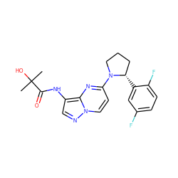 CC(C)(O)C(=O)Nc1cnn2ccc(N3CCC[C@@H]3c3cc(F)ccc3F)nc12 ZINC000118404707