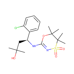 CC(C)(O)C[C@H](NC1=NS(=O)(=O)C(C)(C)C(C)(C)O1)c1ccccc1Cl ZINC000096273926