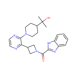 CC(C)(O)C1CCN(c2nccnc2C2CN(C(=O)c3nc4ccccc4[nH]3)C2)CC1 ZINC000140196021