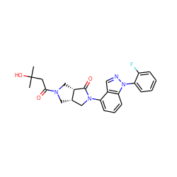 CC(C)(O)CC(=O)N1C[C@H]2CN(c3cccc4c3cnn4-c3ccccc3F)C(=O)[C@H]2C1 ZINC000653845408