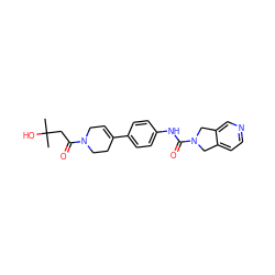 CC(C)(O)CC(=O)N1CC=C(c2ccc(NC(=O)N3Cc4ccncc4C3)cc2)CC1 ZINC000167520443