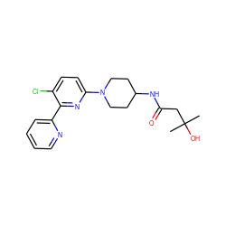 CC(C)(O)CC(=O)NC1CCN(c2ccc(Cl)c(-c3ccccn3)n2)CC1 ZINC000146848835