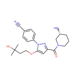 CC(C)(O)CCOc1cc(C(=O)N2CCC[C@@H](N)C2)nn1-c1ccc(C#N)cc1 ZINC001772626657