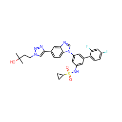 CC(C)(O)CCn1cc(-c2ccc3c(c2)ncn3-c2cc(NS(=O)(=O)C3CC3)cc(-c3ccc(F)cc3F)c2)nn1 ZINC000145644224