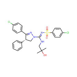 CC(C)(O)CN/C(=N\S(=O)(=O)c1ccc(Cl)cc1)N1C[C@H](c2ccccc2)C(c2ccc(Cl)cc2)=N1 ZINC000049680223