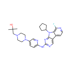 CC(C)(O)CN1CCN(c2ccc(Nc3ncc4c5ccnc(F)c5n(C5CCCC5)c4n3)nc2)CC1 ZINC000117686126