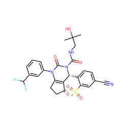 CC(C)(O)CNC(=O)N1C(=O)N(c2cccc(C(F)F)c2)C2=C(C(=O)CC2)[C@H]1c1ccc(C#N)cc1S(C)(=O)=O ZINC001772608165