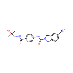 CC(C)(O)CNC(=O)c1ccc(NC(=O)N2Cc3ccc(C#N)cc3C2)cc1 ZINC000165648737