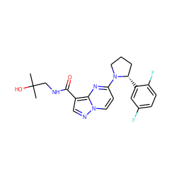 CC(C)(O)CNC(=O)c1cnn2ccc(N3CCC[C@@H]3c3cc(F)ccc3F)nc12 ZINC000169704131