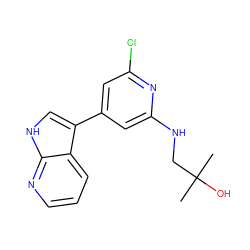 CC(C)(O)CNc1cc(-c2c[nH]c3ncccc23)cc(Cl)n1 ZINC000063539756