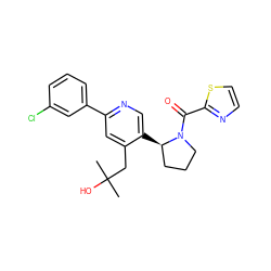 CC(C)(O)Cc1cc(-c2cccc(Cl)c2)ncc1[C@@H]1CCCN1C(=O)c1nccs1 ZINC000072176103